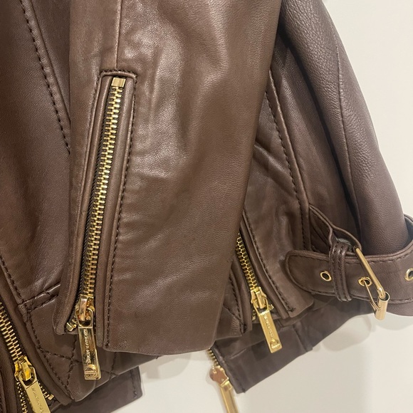 MICHAEL KORS BROWN LEATHER QUILTED MISSY NOTO JACKET 10/10 CONDITION - Picture 6 of 10